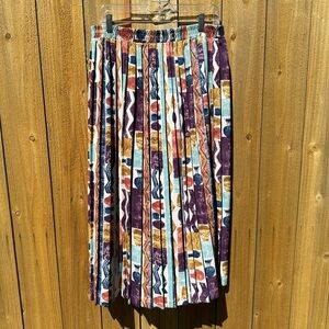 Vintage G.W. Division of Graff Multi-Colored Pleated Elastic Waist Skirt Size 14